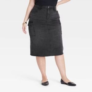 Ava & Viv Black Midi Skirt NWOT